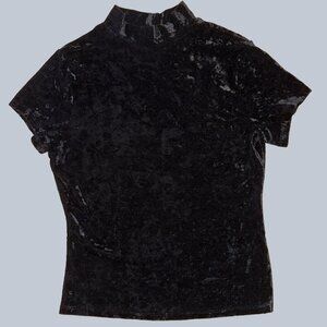 Vintage Velvet Mock Neck Short Sleeve Shirt – Size XS-S